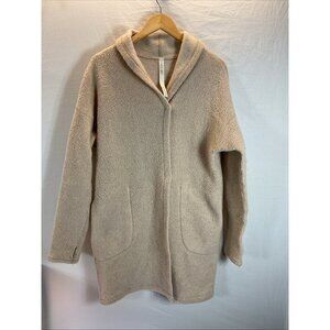 Lululemon Sincerely Sherpa Wrap Women's Med Beige Open Sweater Athleisure duster